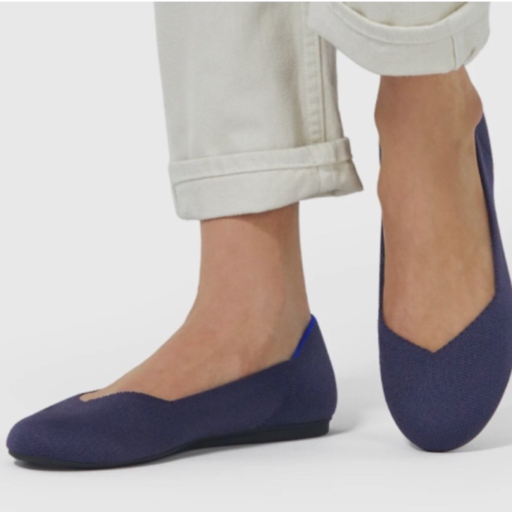 Rothy’s‎ - women’s The flat travel ballet knit shoes navy blue size 8.5 - Picture 2 of 9